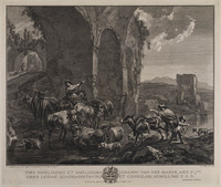 TvB G 0674
<br/>
Kudde bij een voorde bij een ruïne
<br/>
<em>Delfos, Abraham (1731-1820)</em>
